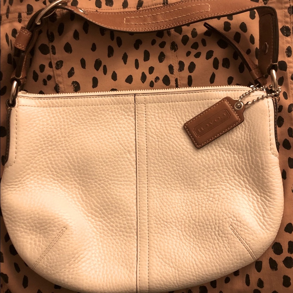 Coach white pebble leather handbag